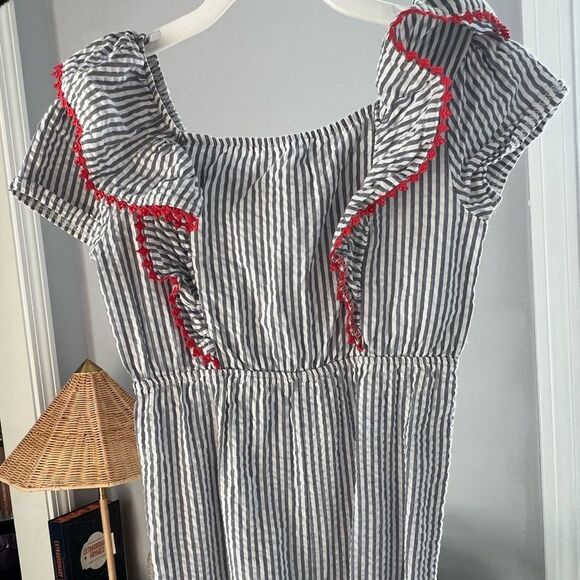 French Connection Ruffle Trim Seersucker Romper Size 6/7 - 4th of July l… - Picture 10 of 11